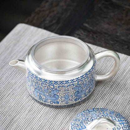 Handcrafted Ceramic 999 Silver Teapot