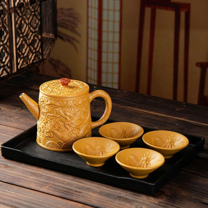 Handcrafted Yixing Zisha Teapot – Golden Duan Clay Gongfu Tea Set Large Capacity