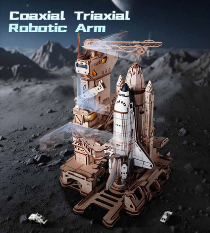 3D Space Shuttle Puzzle – Motorized Launch Base Model with LED Effects (1:420 Scale)
