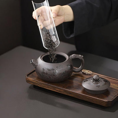 Yixing Zisha Teapot – Heat-Sensitive Color-Changing Xishi Pot with Dragon & Phoenix Design
