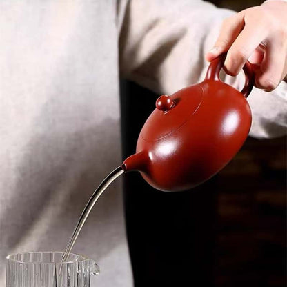 Yixing Handcrafted Red Clay Purple Sand Kung Fu Teapot