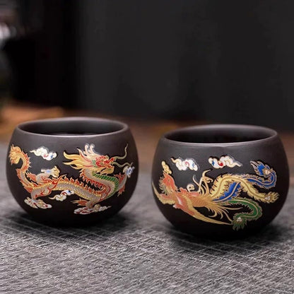 Yixing Zisha Teapot – Heat-Sensitive Color-Changing Xishi Pot with Dragon & Phoenix Design