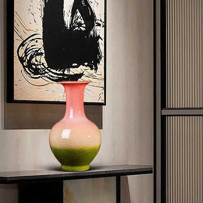 Jingdezhen Ceramic Handcrafted Tri-Color Ice Crackle Vase