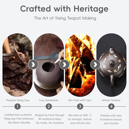 Yixing Zisha Teapot – Heat-Sensitive Color-Changing Xishi Pot with Dragon & Phoenix Design