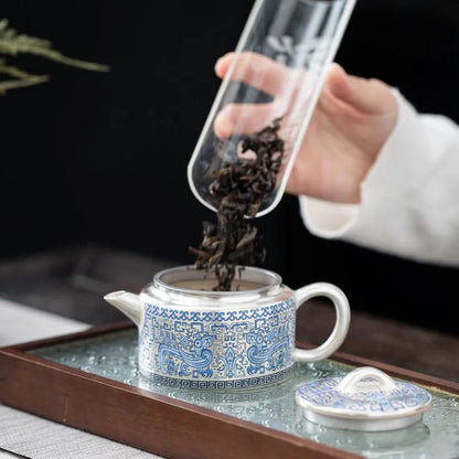 Handcrafted Ceramic 999 Silver Teapot