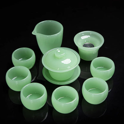 Handcrafted Colored Glaze Tea Set