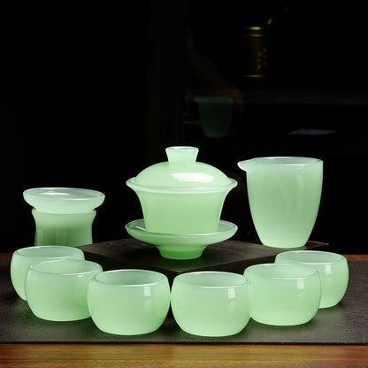 Handcrafted Colored Glaze Tea Set