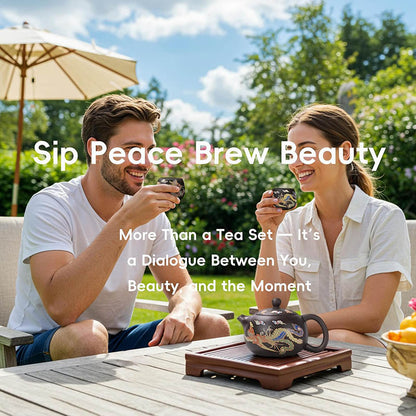 Yixing Zisha Teapot – Heat-Sensitive Color-Changing Xishi Pot with Dragon & Phoenix Design