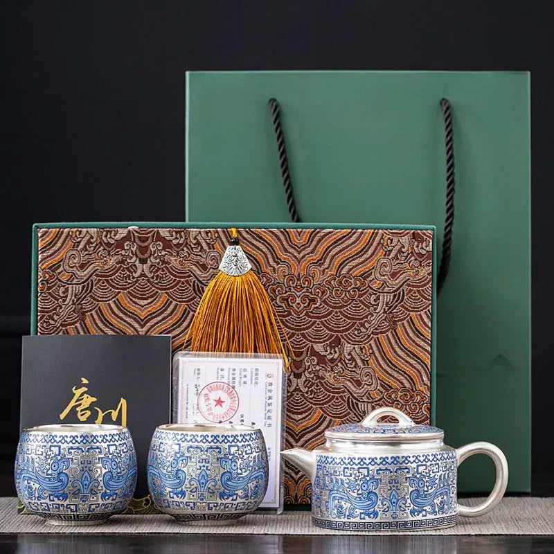 Handcrafted Ceramic 999 Silver Teapot