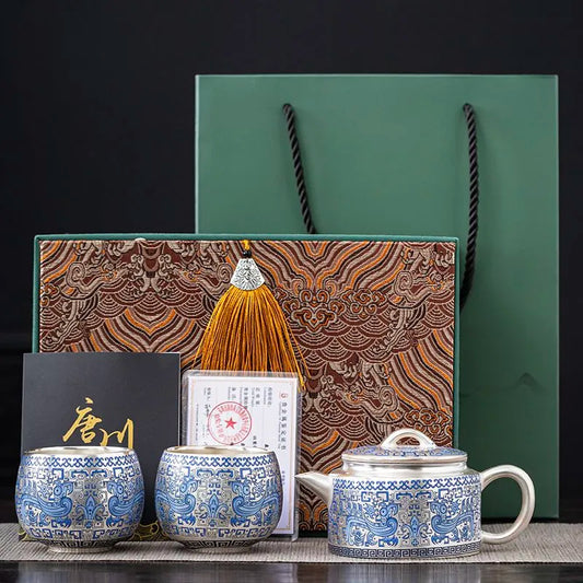 Handcrafted Ceramic 999 Silver Teapot
