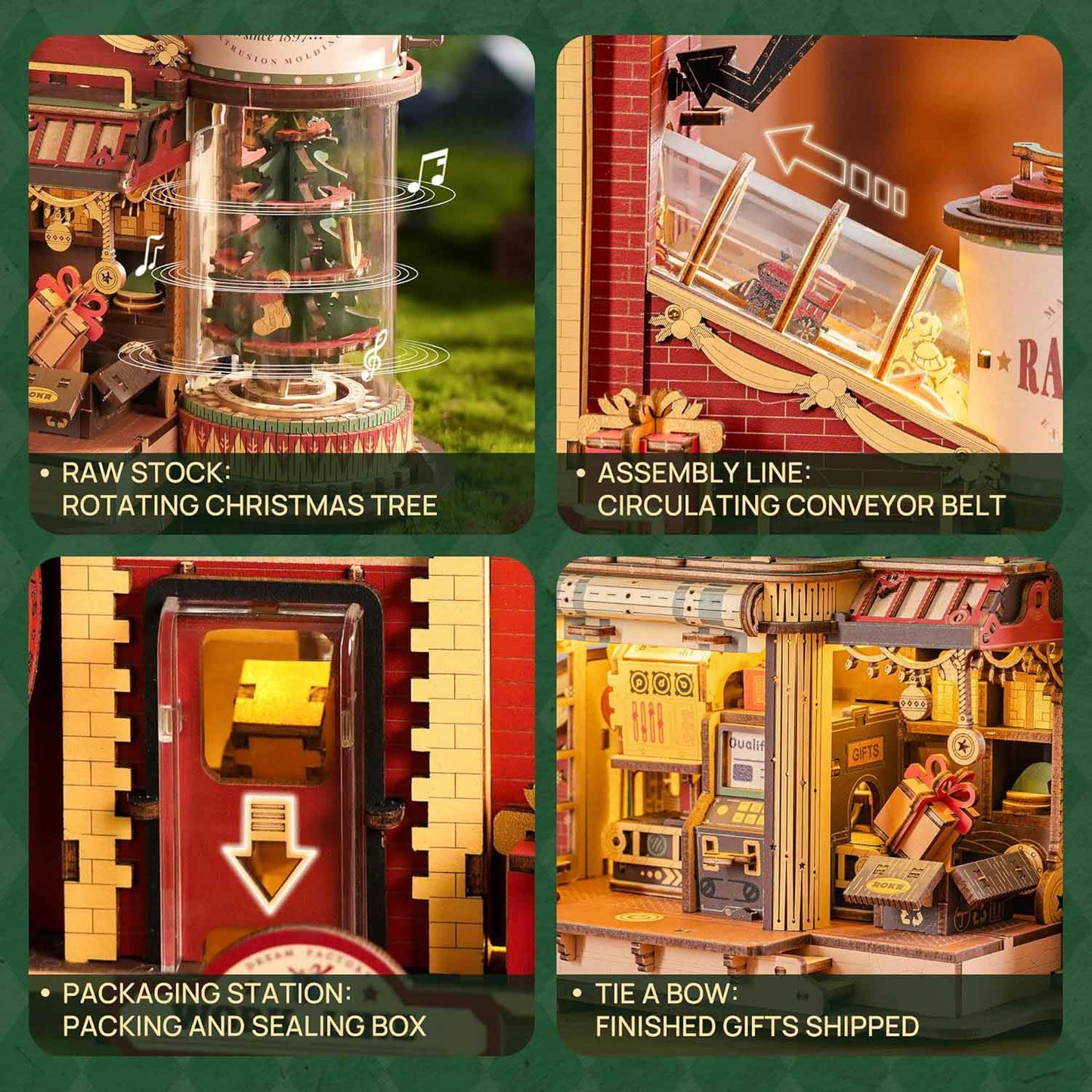 3D Wooden Christmas Gift Factory Puzzle – DIY Dollhouse Kit