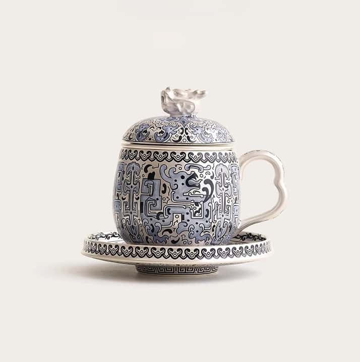 Chinese Taotie Sterling Silver Tea Cup