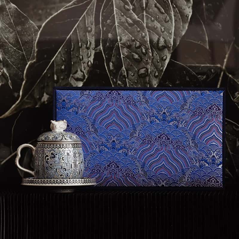 Chinese Taotie Sterling Silver Tea Cup