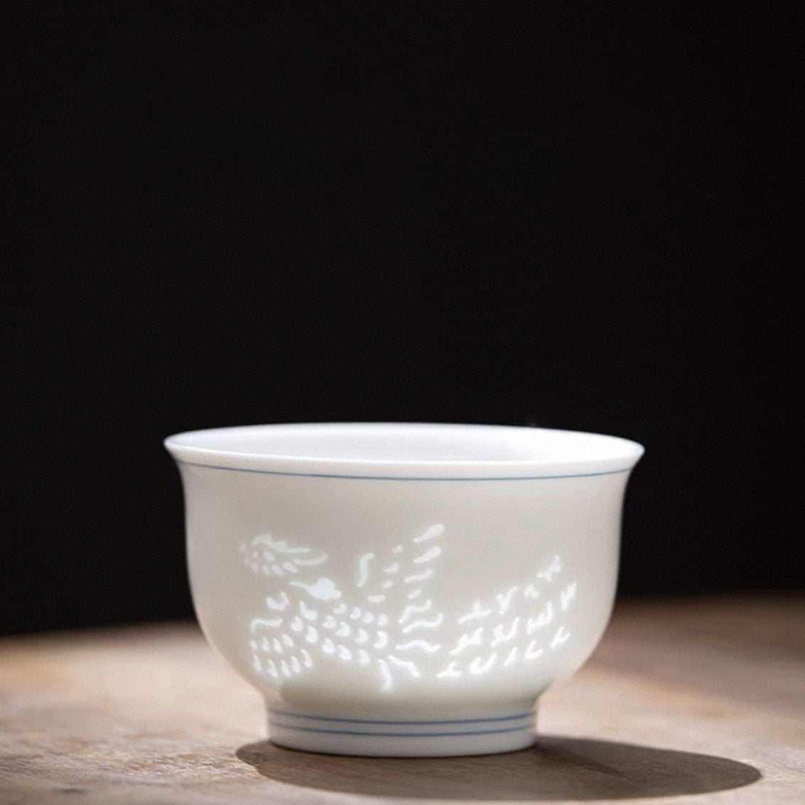 Linglong Porcelain Cup Tea Cup Dragon & Phoenix  Handcrafted