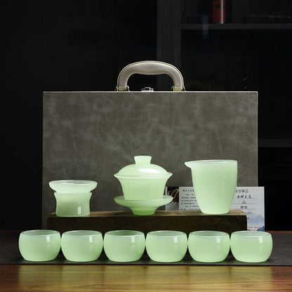 Handcrafted Colored Glaze Tea Set