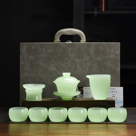 Handcrafted Colored Glaze Tea Set