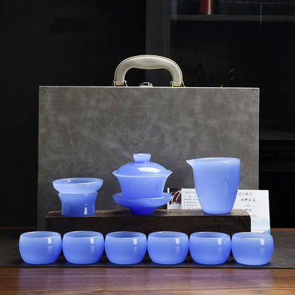 Handcrafted Colored Glaze Tea Set