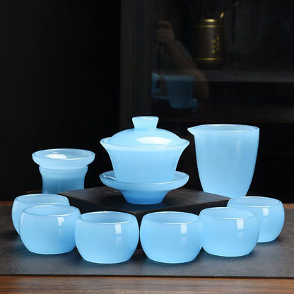 Handcrafted Colored Glaze Tea Set