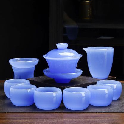 Handcrafted Colored Glaze Tea Set