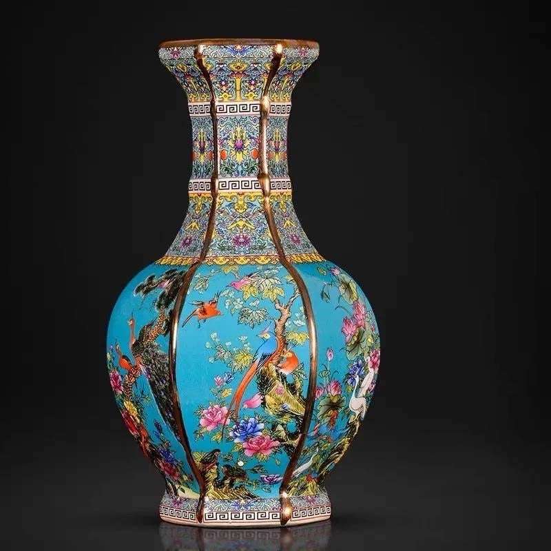 Handcrafted Imitation Qianlong Enamel Chinese Ceramic Vase