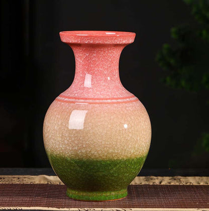 Jingdezhen Ceramic Handcrafted Tri-Color Ice Crackle Vase