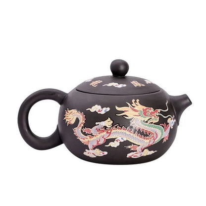 Yixing Zisha Teapot – Heat-Sensitive Color-Changing Xishi Pot with Dragon & Phoenix Design