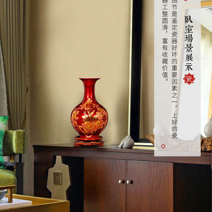 Jingdezhen Handcrafted Chinese Red Crystal Glaze Ceramic Vase