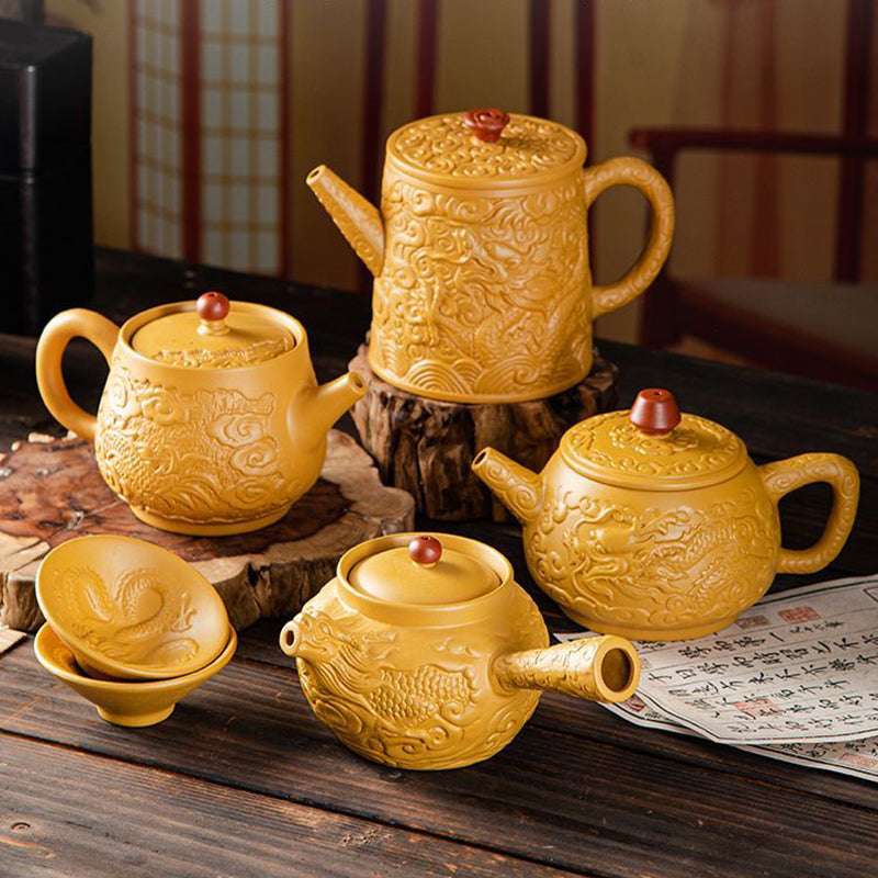 Handcrafted Yixing Zisha Teapot – Golden Duan Clay Gongfu Tea Set Large Capacity