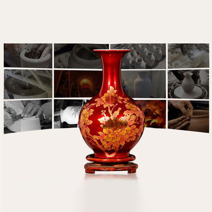 Jingdezhen Handcrafted Chinese Red Crystal Glaze Ceramic Vase